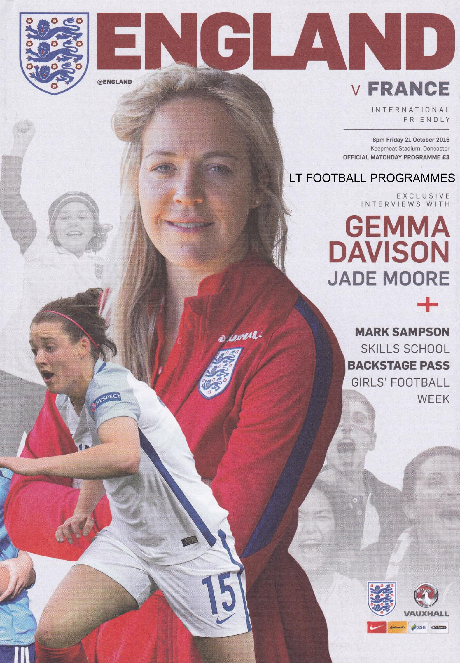 2016 - ENGLAND v FRANCE (WOMENS)